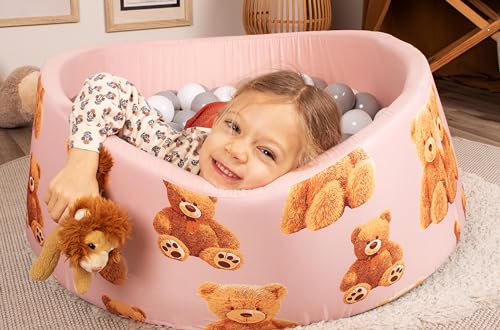 KNORRTOYS.COM 76007 Bällebad, Teddy pink-150 Balls Grey/White/transparent