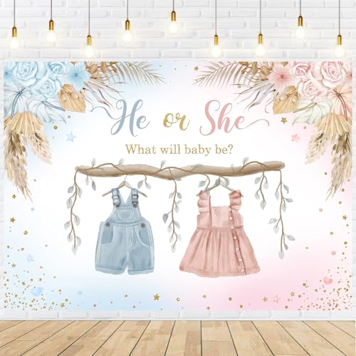 Fondo Fotográfico Baby Shower Gender Reveal 7x5ft Azul/Rosa miniatura 1