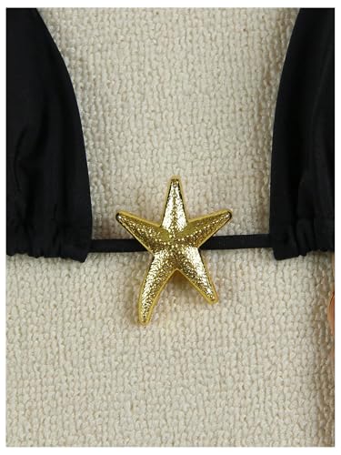 Women's Two Piece Bikini Set Star Decor Halter Triangle Swimsuit Tie Side Bathing Suit Beachwear4