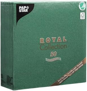 PAPSTAR 50 serwetek ROYAL Collection składane na 1/4 40 cm x 40 cm ciemnozielone