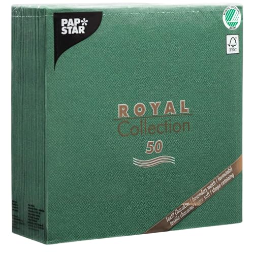 Royal Collection - Servilletas (50 unidades, pliegue 1/4, 40 x 40 cm), color verde oscuro
