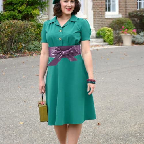 Woman Wide PU Leather Belt Obi Belt Self Tie Cinch Belt Wrap Around Bowknot Waistband Bright Color for Dress4