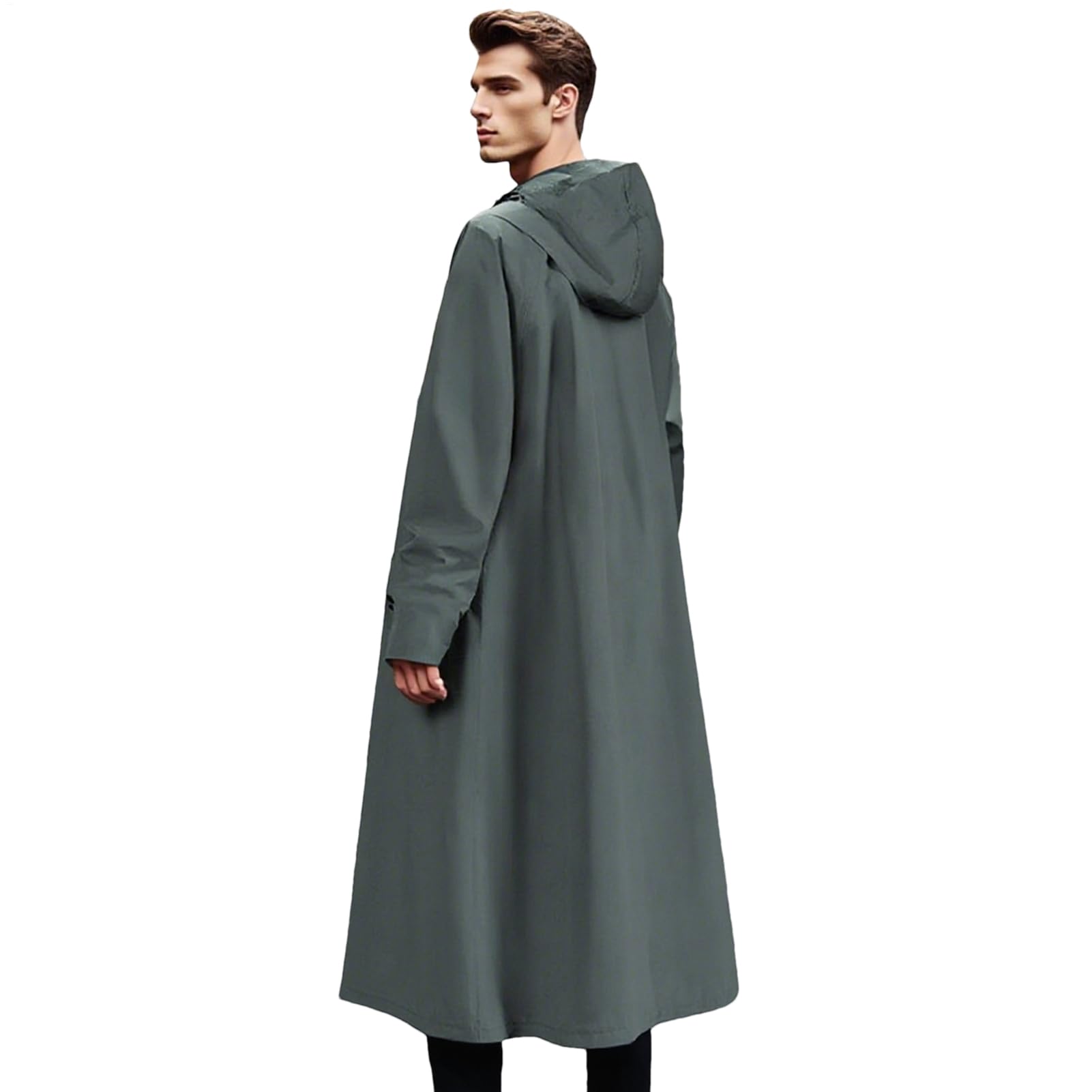 Manteau de pluie long, veste de pluie imperméable longue | Trench coupe-vent pliable poncho coupe-vent pour vélo, trajets en déplacement, pêche