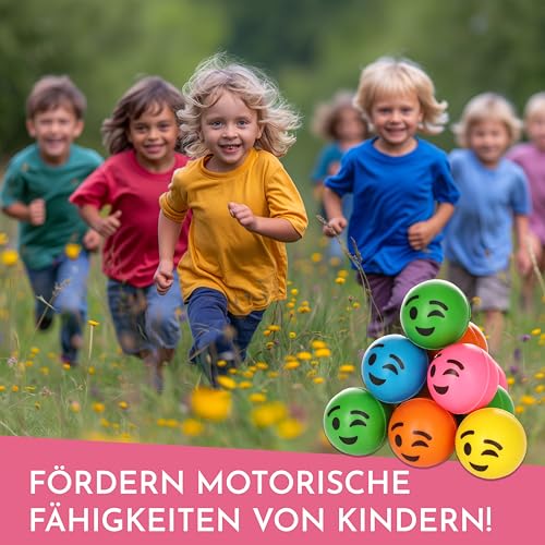 Little Lino Flummis 'Lachendes Gesicht' 25 mm 15er Pack - Buntes Mitgebsel für Kindergeburtstage oder Tombolas