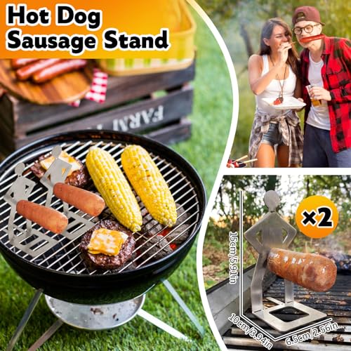 3Pcs Funny Hot Dogs BBQ Tools, Stainless Steel BBQ Sausage Holder, Gifts for Men Camping Gifts for Men Dad Husband - Image 3