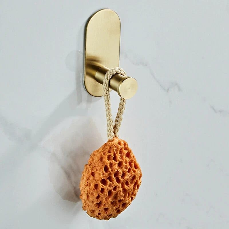 Image of CentraLit 3 PCS Gold Self-Adhesive Stainless Steel Bathroom Hooks - Heavy-Duty Wall Hangings, Waterproof & Drill-Free Strong Towel, Coat, and Kitchen Hooks for Kitchen - Waterproof and Rustproof