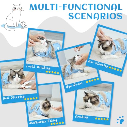 Image of Supet Cat Grooming Hammock, Soft Fabric Nail Clipper Hammock, Self-Adhesive Wrap for Cutting Nails, Quickly Calm Down for Medicine, Teeth Brushing, Ear Cleaning