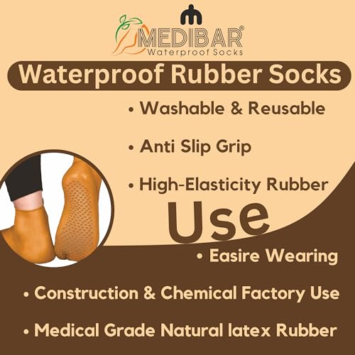 Image of Waterproof Rubber Socks, Anti Crack Gel Heel Ankle Length And Foot Protector Moisturizing Socks for Foot Care,Pain Relief for Men And Women,(Size-Large)(9-10-11)(Skin Brown) Pack of 1
