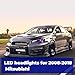 PrismBeam Headlights for 2008-2018 Replacement for Mitsubishi Lancer & Evo X – Upgraded with Running Lights, Turn Signals, High and Low Beams