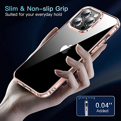Casekoo Crystal Clear Designed For Iphone 13 Pro Max Case, [Anti-Yellowing] [Military Drop Protection] Shockproof Protective Phone Case 6.7 Inch 2021, Rose Gold #TOP5