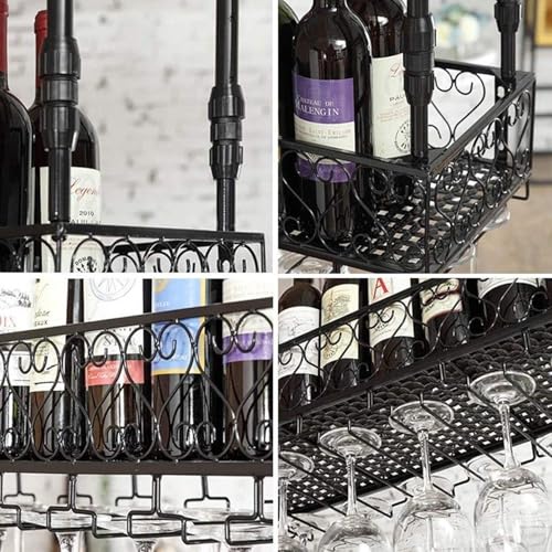 Étagère à vin murale pour cuisine et salon, décoration fer forgé - 5