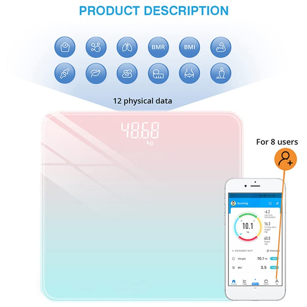 Body Fat Scale Electronic Digital Scale Smart Weight Floor Bathroom Scales Balance Weighing BMI Index(D)