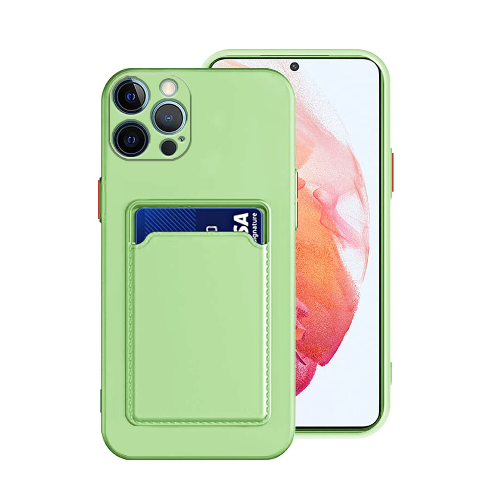 Wousunly Compatibile con Cover iPhone 14 Pro Max Silicone Antiurto TPU,Custodia iPhone 14 Pro Max Sottile Anti-Graffio Case con Porta Carte (Verde