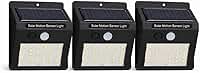 Kit 3 Luminárias Solar 30 LEDs Sensor de Movimento Sem Fio à Prova d'Água — Super Brilho Refletor Solar para Jardim Garagem Muro e Área Externa — Segurança Residencial