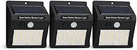 Kit 3 Luminárias Solar 30 LEDs Sensor de Movimento Sem Fio à Prova d'Água — Super Brilho Refletor Solar para Jardim Garagem Muro e Área Externa — Segurança Residencial
