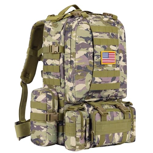 Image of CVLIFE Tactical Backpack Military Army Rucksack 60L Large Assault Pack Detachable Molle Bag, Auriclash
