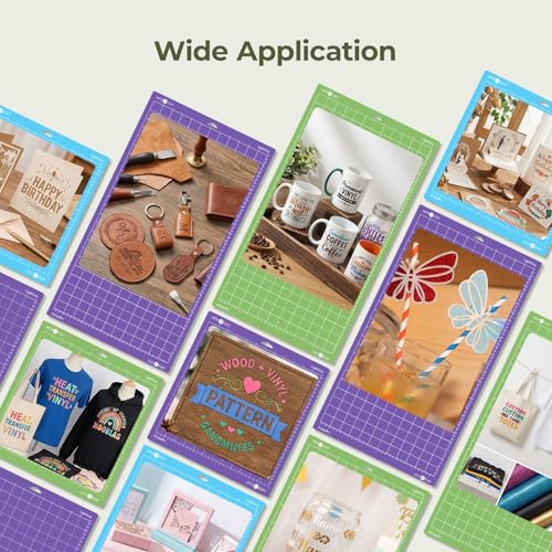 Image of HTVRONT Cutting Mat, 6 Pcs, 12x12 & 12x24, Compatible with Maker & Explore | Compatible with Cricut Maker 3 /4, Explore 3 /4 /5, Air 2 /One, Standard, Light & Strong Tack Adhesive Sticky Mats