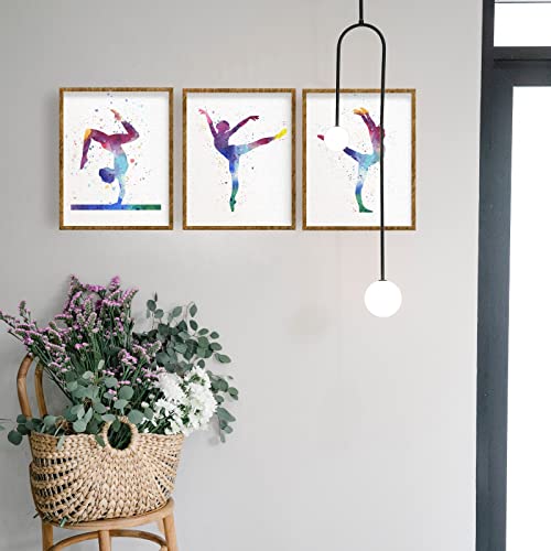Freebloss 6 Set Unframed Abstract Girl Gymnastics Wall Art Prints 8"X10" Aesthetic Gradient Ink Painting Canvas Art Posters Sports Theme Canvas Print Wall Art Paintings For Home Office Room Decor #TOP4