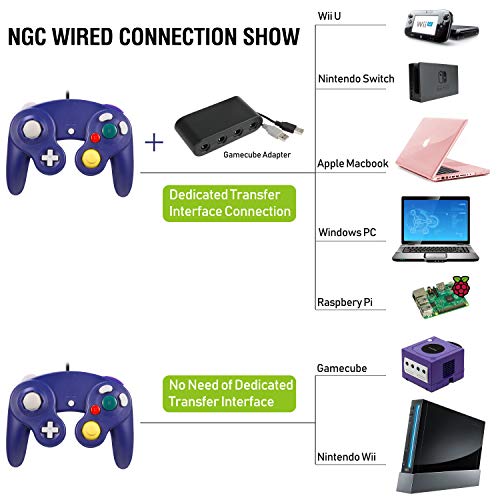 2 Pack iNNEXT Controller, GC NGC Classic Wired Controller Compatible with Wii Wii U Video Game Console, 1.8m/5.9ft (Black)