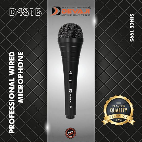 Image of Devaji D481A Professional Wired Microphone | Dynamic XLR Mic with 5-Meter Cable | Clear Balanced Sound, Smooth Bass, No Audio Distortion | Perfect for Singing, Stage, Karaoke, (D481B)