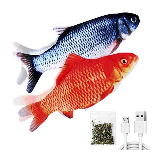 TOOGE 2 Pack 11" Flopping Fish Cat Toys with SilverVine and Catnip Cat Kicker Cat Toys for Indoor Cats/Pets/Puppy/Small Dogs