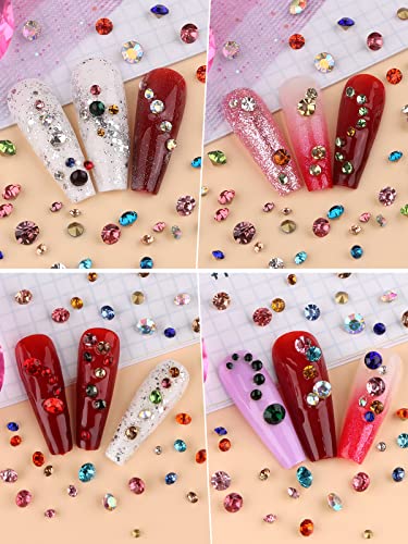14400 PCS 3D Nail Rhinestones Set Colorful Nail Art Rhinestones Round AB Crystals Rhinestones for Nails Multi Shapes Nail Gems Crystals Diamonds Jewels with Drill Pen - Image 6