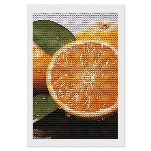 Peinture diamant 5D rond orange broderie diamant adultes pour décoration murale
