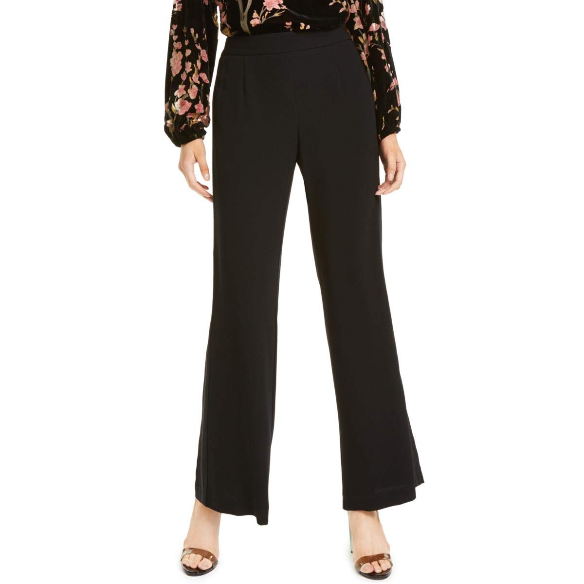 Nanette Lepore Womens High Rise Wide Leg Trouser Pants Black 2
