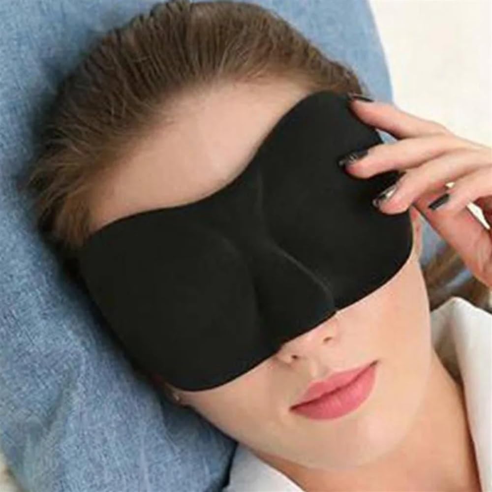 Mascherina 3D per dormire, oscurante, per dormire comodamente, per un pisolino da viaggio, benda per dormire, benda per gli occhi (4, nero)