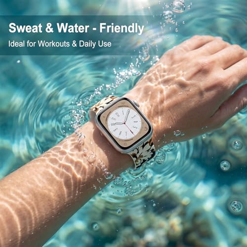Image of Floral Band Compatible with Apple Watch Bands for Women 40mm 42mm 41mm 38mm 44mm 45mm 46mm 49mm, Cute Pattern Flower Soft Silicone Sport Strap for iWatch Series Ultra 11 10 SE 9 8 7 6 5 4 3 2