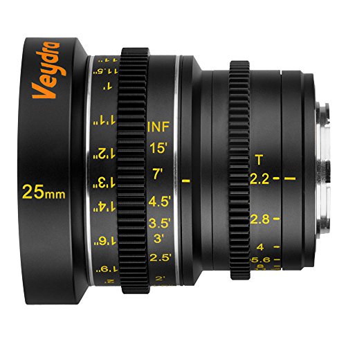 Objectif Cinéma Mini Prime 25mm T2.2 Imperial noir V1-25T22M43I aux finitions mécaniques