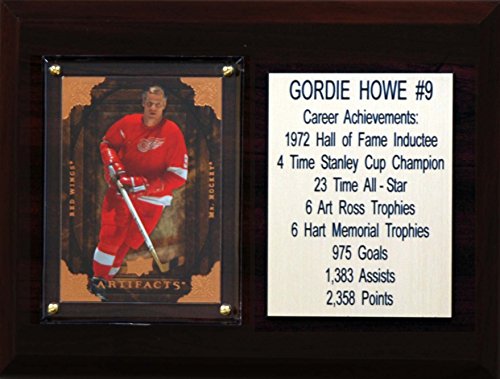 C&I Collectables NHL Detroit Red Wings Gordie Howe Career Stat Plaque, 6" x 8", Brown