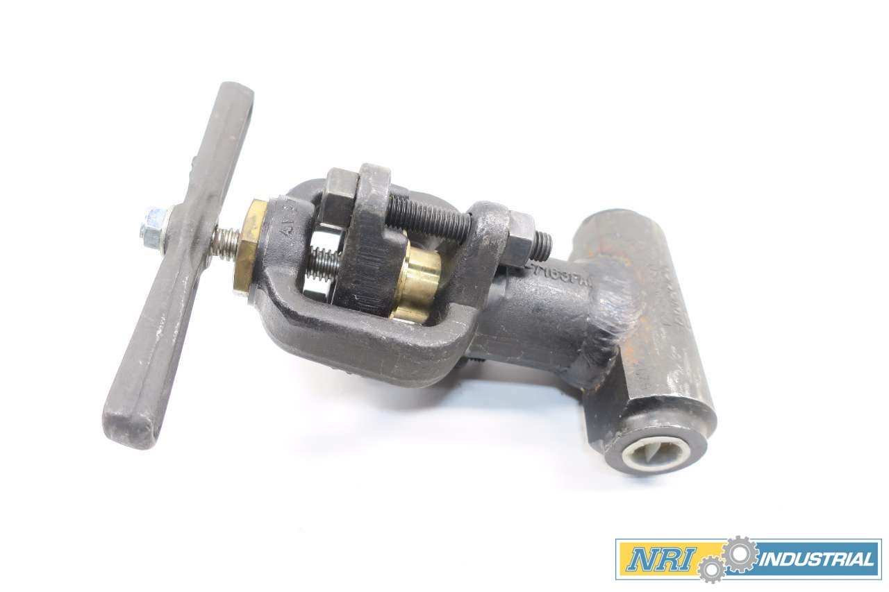 Side view of the Hancock globe valve, showing the body and socket weld connections.