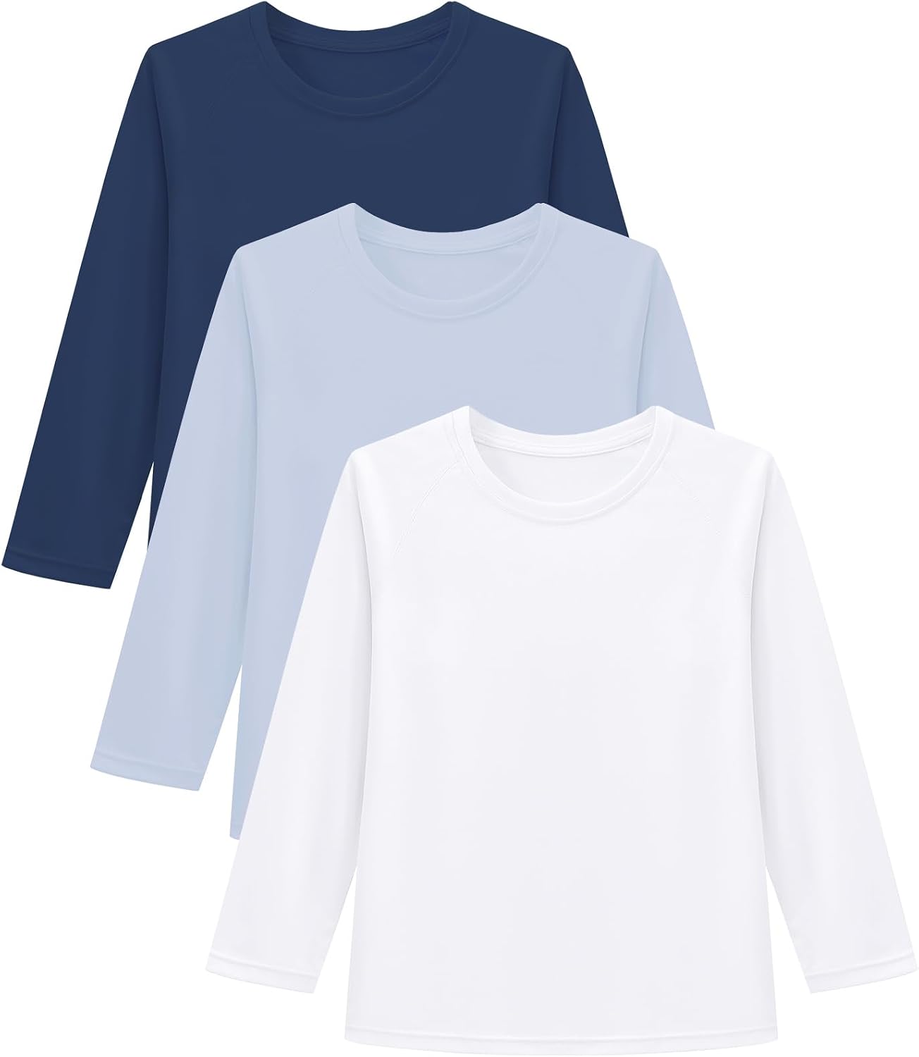 6M-5T 3-Pack Babys Rash Guard Long Sleeve Shirts UPF 50+ Sun Protection Boys Girls Quick Dry Athletic Swim Tops