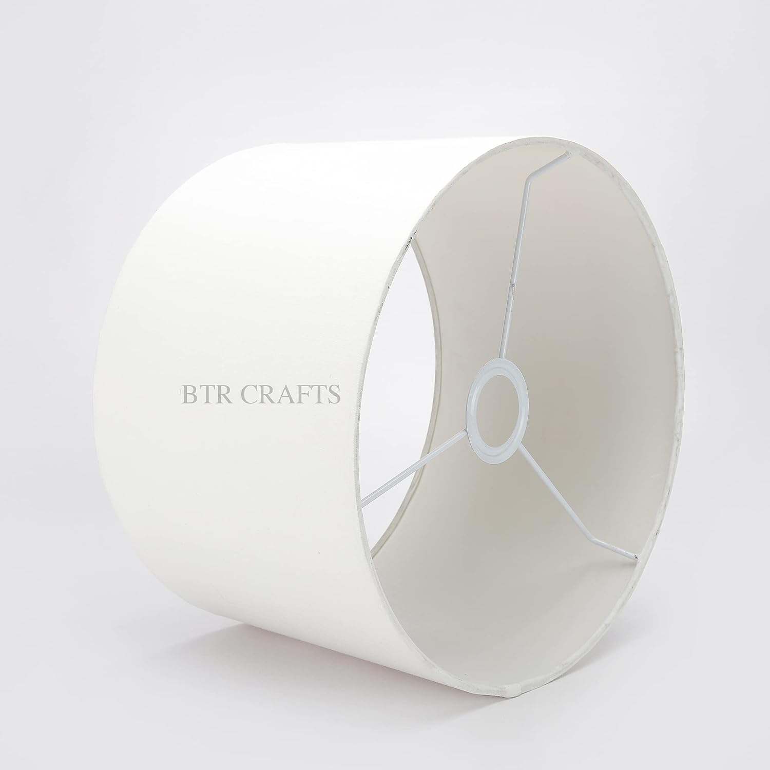 12" Inches Drum Lamp Shade, Cotton Fabric, White Color