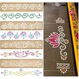 FoldTier 4 Pcs 12'' Diwali Rangoli Stencils Wooden DIY Sand Art Kit,Diya
