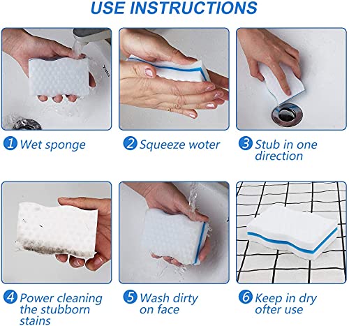 STARVAST - Esponjas mágicas, 24 piezas de esponja de melamina de limpieza muy gruesa, goma mágica para baño, piscina, cocina, piso, pared (sin productos químicos) - Blanco - imagen 7