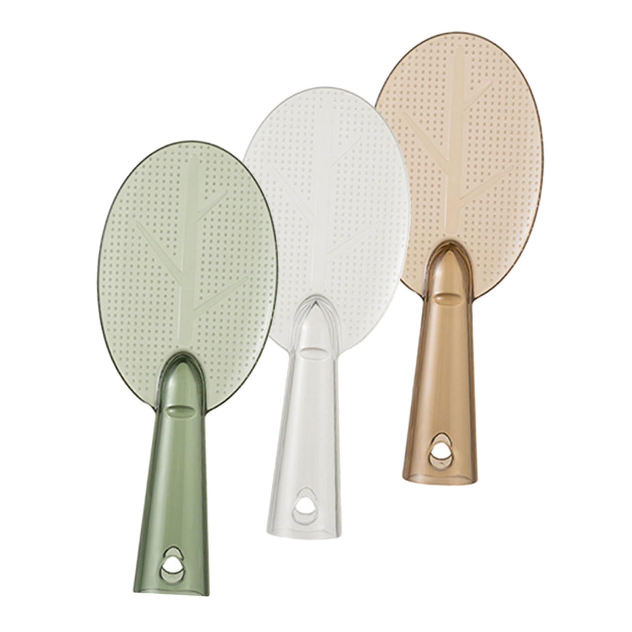 Cabilock 3Pcs Nonstick Freestanding Rice Spoon Leaf Shaped Kitchen Utensils for Electric Rice Cookers for Serving Mixing Scooping Fresh Colors
