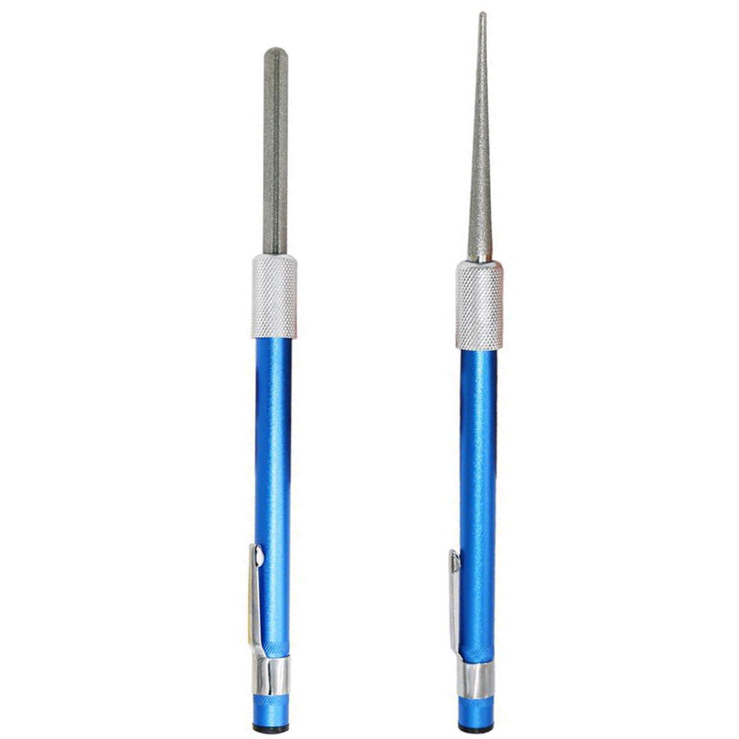 1 juego con 2 lápices para afilar cuchillos al aire libre, portátil para exteriores, afilador de diamante, adecuado para cocina y exterior