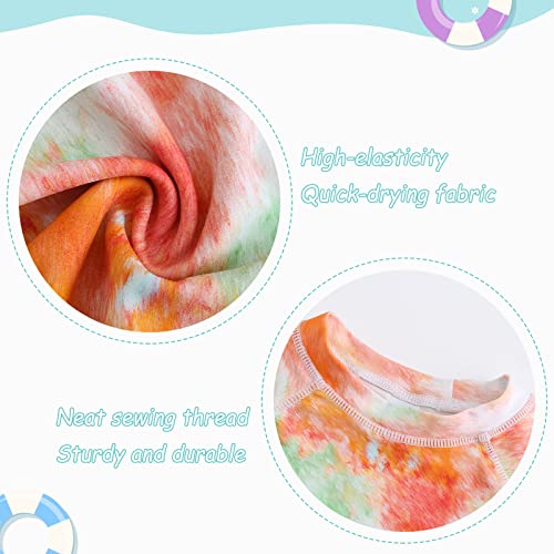 Girls Long Sleeve Rash Guard Swimsuits Set Two Piece Tie Dye Bathing Suit for Kids Hawaiian Swimwear Set 3-16 Years4