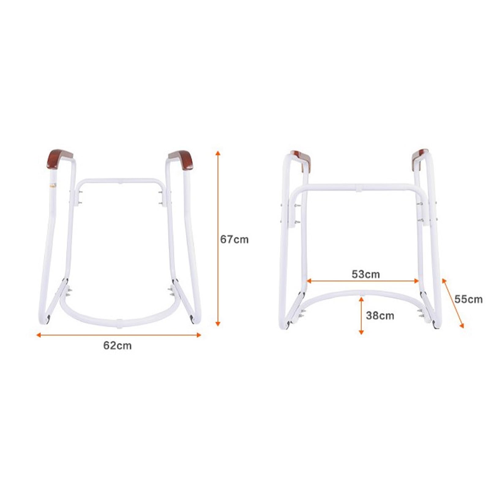 Braccioli per WC, Supporto per WC con braccioli per disabili e anziani, Maniglione di sicurezza bagno Seduta ergonomica, Piedini antiscivolo, 67 * 62 * 38cm