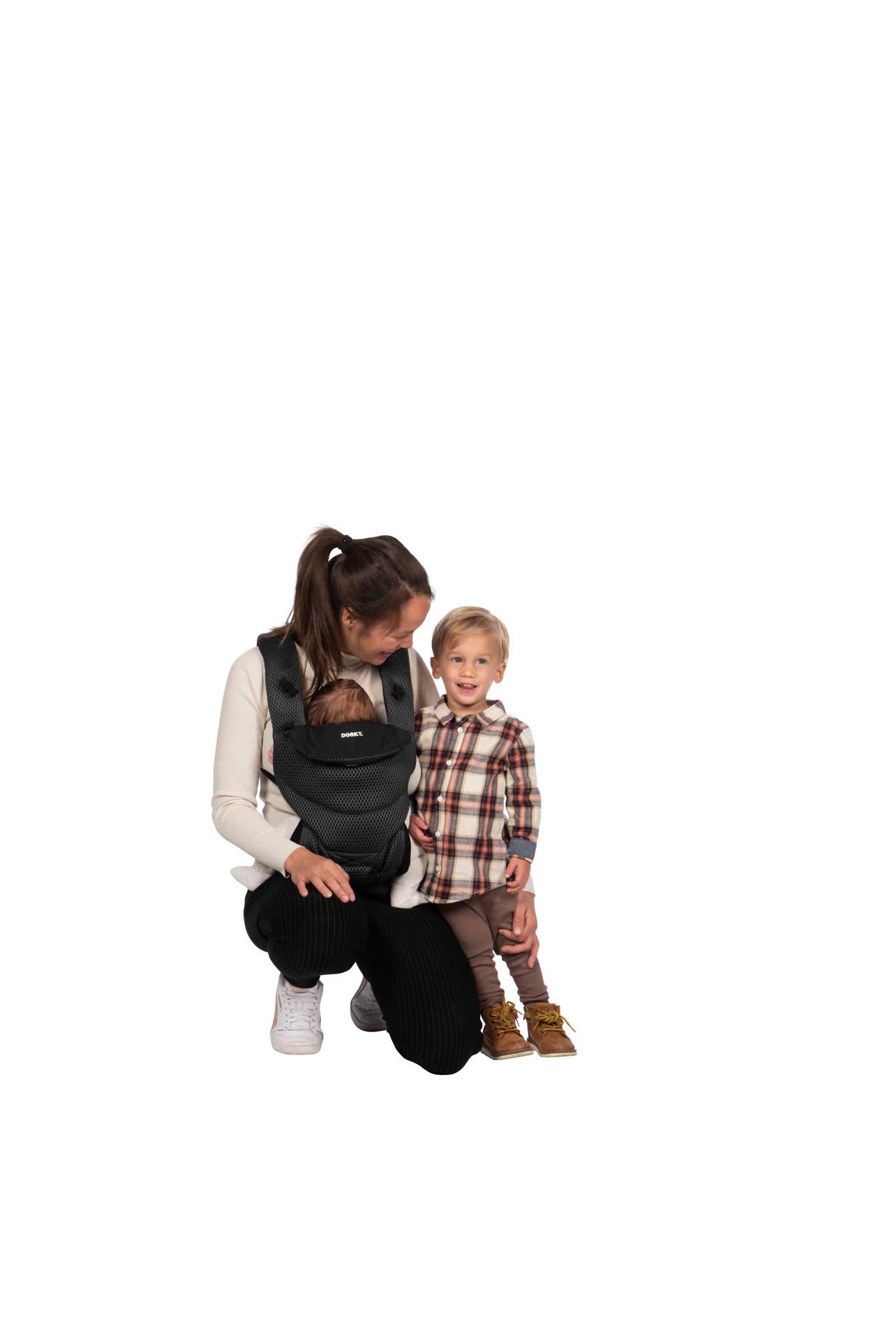 Dooky Urban Comfort - Portabebés ergonómico (apto desde el nacimiento 0-3 años y 3,5-15 kg, material transpirable, tres opciones de transporte diferentes), color negro