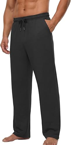 Sailwind Men's Yoga Sweatpants Athletic Casual Pants Cotton Open Bottom Lounge Lightweight Jersey Pants with Pockets