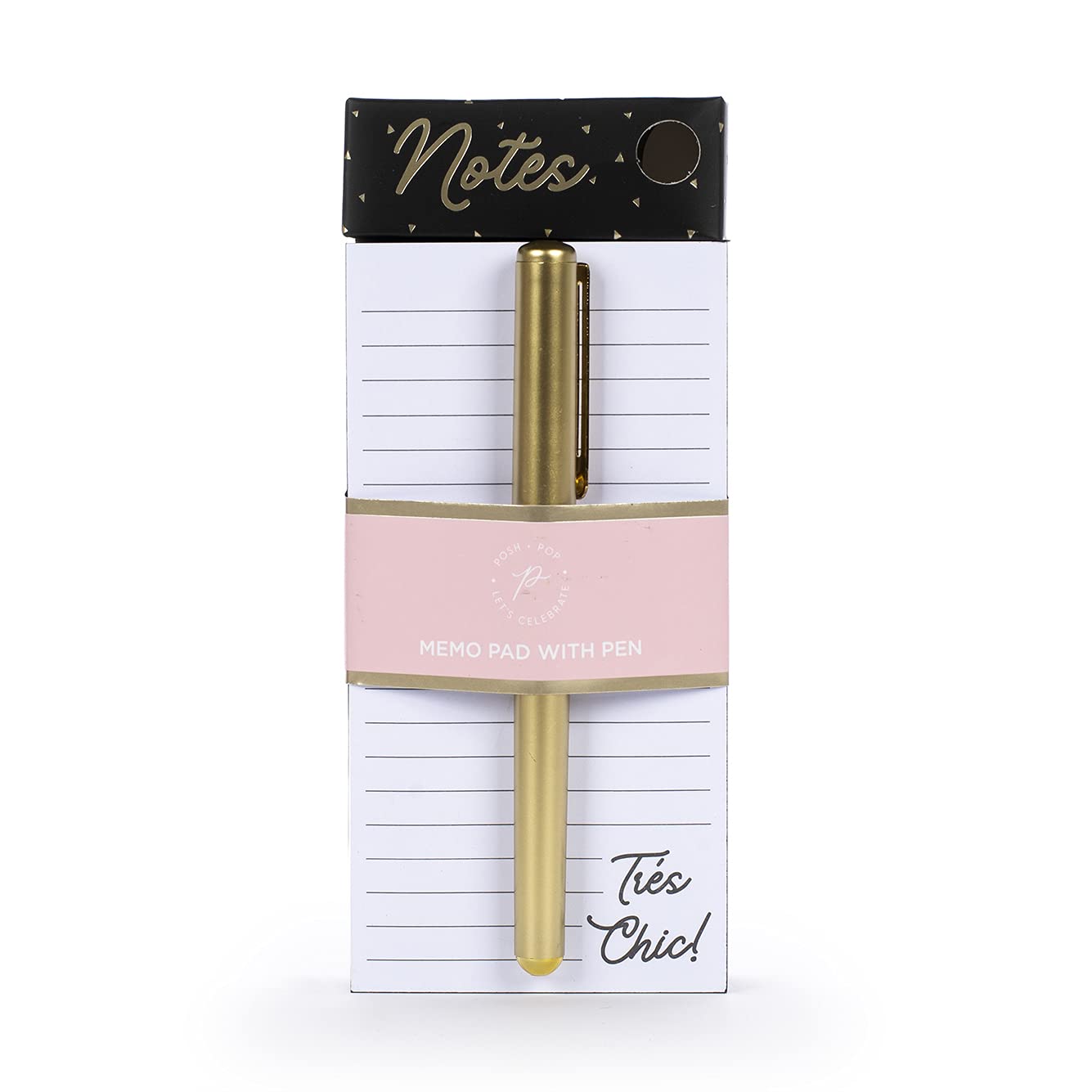 Tri-Coastal Design Notepad and Pen Stationery Gift Sets with Tear-Off Pages in Chunky Style, Notepad & Pen Holder (Tres Chic)