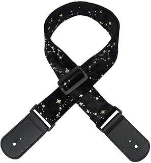 Correa para guitarra con diseño de estrellas, accesorio ideal para guitarra eléctrica y acústica (negro)