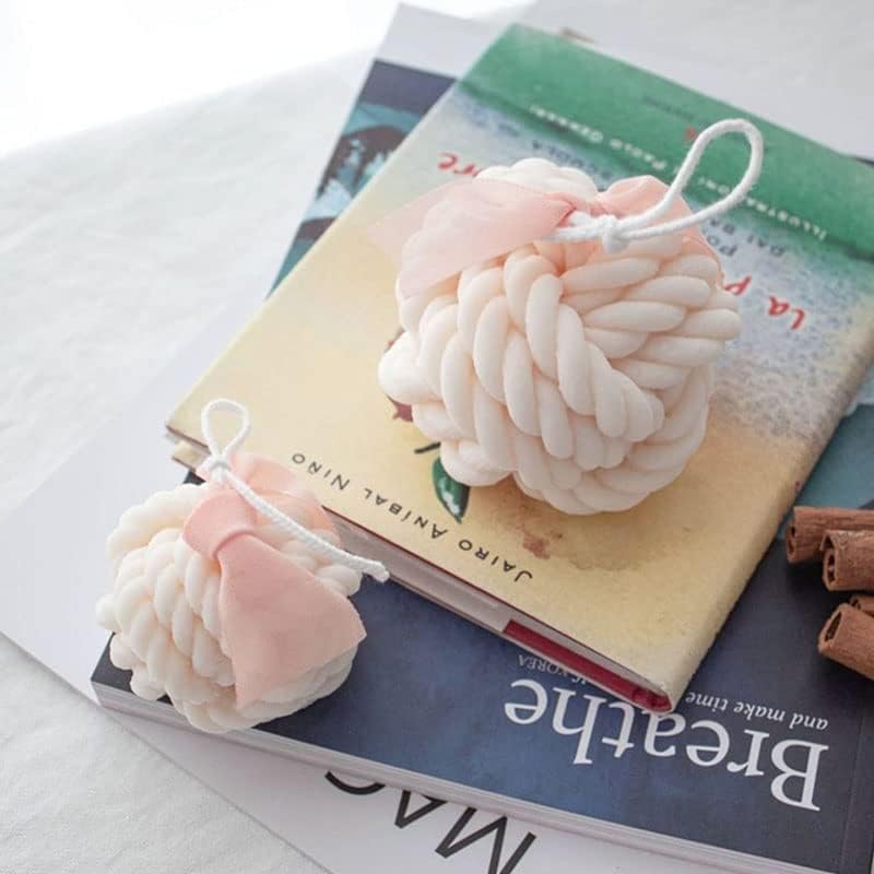 Miniatura 8 de Paquete de 2 moldes de silicona para velas, molde de bola de lana gruesa 3D y molde de bola de lana fina, molde de fondant con diseño de bola de