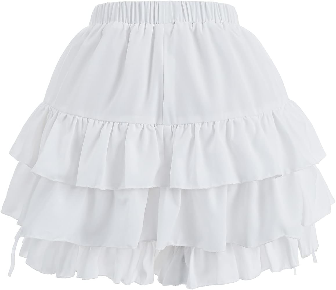 FCCAM Lolita Bloomers for Women Ruffle Pumpkin Pants Under Dress Boy Short Panties White - Image 5