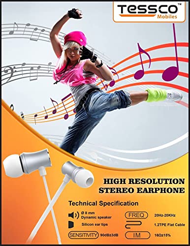 Image of Tessco CH-225 Digital Stereo Wired in-Ear Wired Earphones Stereo Bass Noise Canceling Sport Headsets with Mic & Volume Control (Black)