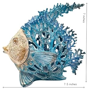 VVGIFTS Beach Coastal Decor Coral Reef Angelfish Home Office Desk Decor Sculpture Statue for Tabletop Shelf Bathroom Decoration Ornament Gift (Turquoise and Blue) VVGIFTS Beach Coastal Decor Coral Reef Angelfish Home Office Desk Decor Sculpture Statue for Tabletop Shelf Bathroom Decoration Ornament Gift Turquoise and Blue