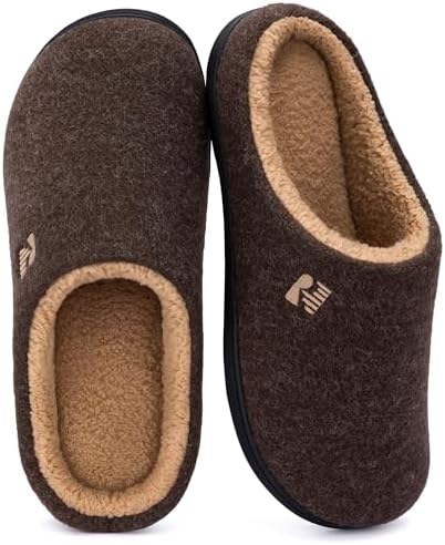 RockDove Herren Hausschuhe mit Sherpa-Futter und Memory-Schaum | Obermaterial aus atmungsaktivem Filz, rutschfest, Memory-Schaum, maschinenwaschbar, leicht, bequem, warm, hautfreun